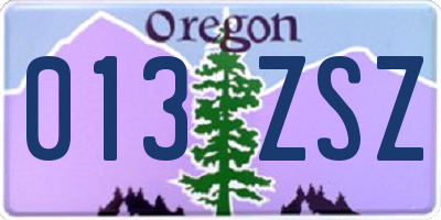 OR license plate 013ZSZ