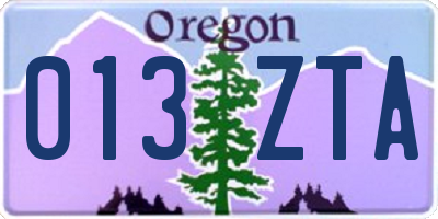 OR license plate 013ZTA