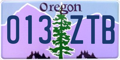 OR license plate 013ZTB