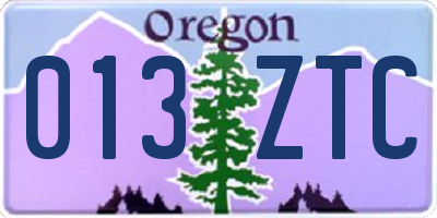 OR license plate 013ZTC