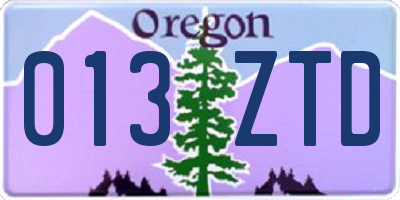 OR license plate 013ZTD