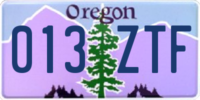 OR license plate 013ZTF