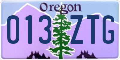 OR license plate 013ZTG