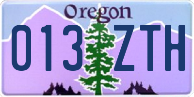 OR license plate 013ZTH