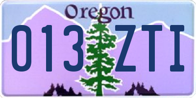 OR license plate 013ZTI
