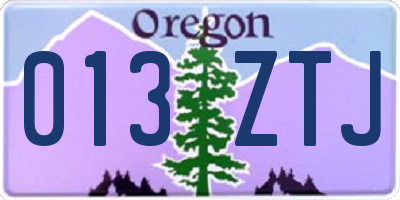 OR license plate 013ZTJ