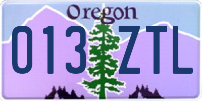 OR license plate 013ZTL