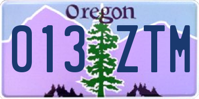 OR license plate 013ZTM