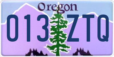OR license plate 013ZTQ