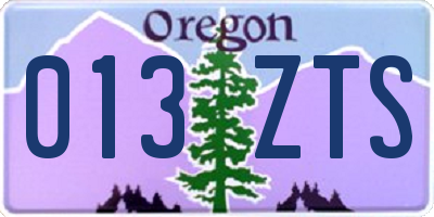 OR license plate 013ZTS
