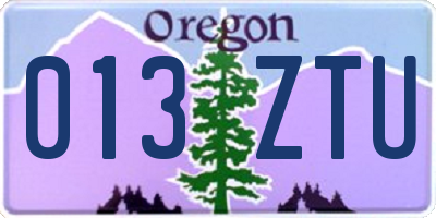 OR license plate 013ZTU