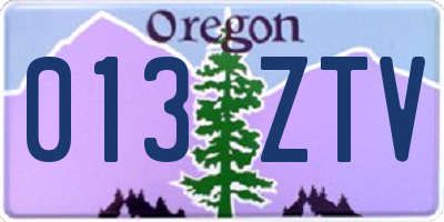 OR license plate 013ZTV