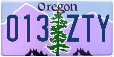 OR license plate 013ZTY