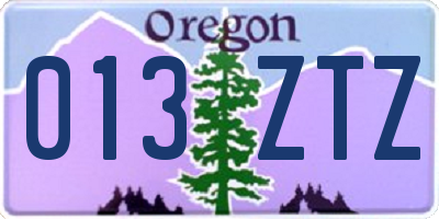 OR license plate 013ZTZ