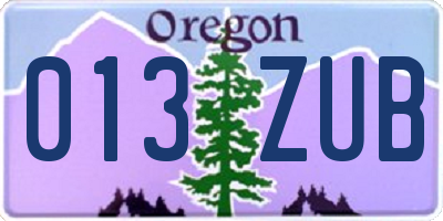 OR license plate 013ZUB