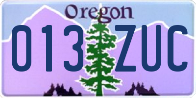 OR license plate 013ZUC