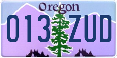 OR license plate 013ZUD
