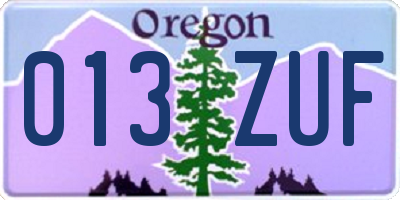 OR license plate 013ZUF