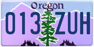 OR license plate 013ZUH