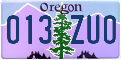 OR license plate 013ZUO