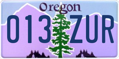 OR license plate 013ZUR