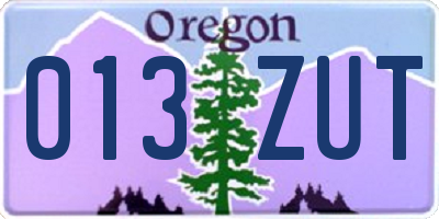 OR license plate 013ZUT