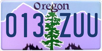 OR license plate 013ZUU