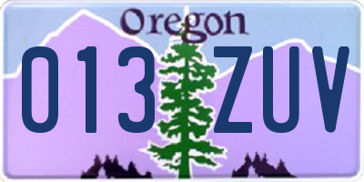 OR license plate 013ZUV