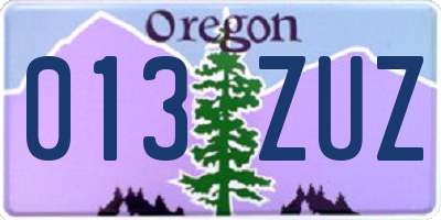 OR license plate 013ZUZ