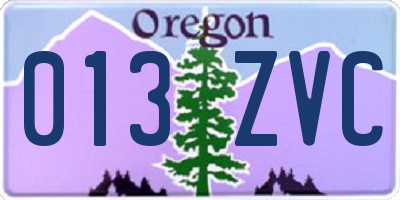 OR license plate 013ZVC