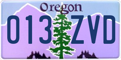 OR license plate 013ZVD