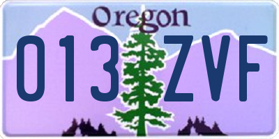 OR license plate 013ZVF