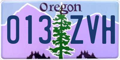 OR license plate 013ZVH
