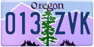 OR license plate 013ZVK