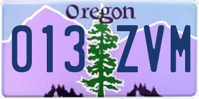 OR license plate 013ZVM
