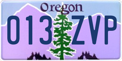 OR license plate 013ZVP