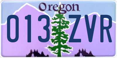 OR license plate 013ZVR