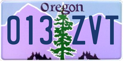 OR license plate 013ZVT