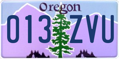 OR license plate 013ZVU