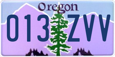 OR license plate 013ZVV
