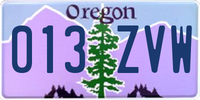 OR license plate 013ZVW