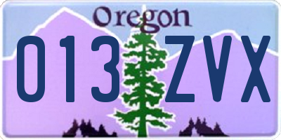 OR license plate 013ZVX