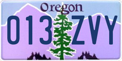 OR license plate 013ZVY
