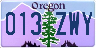 OR license plate 013ZWY