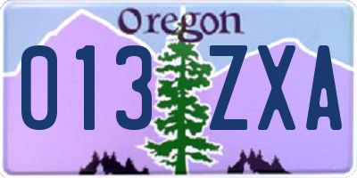 OR license plate 013ZXA
