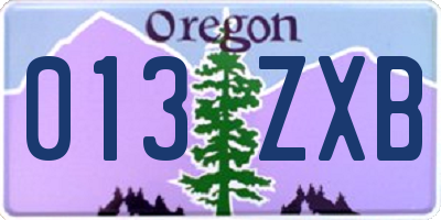 OR license plate 013ZXB