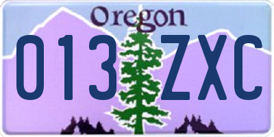 OR license plate 013ZXC