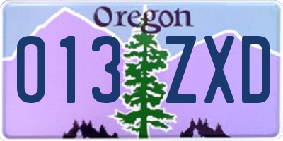 OR license plate 013ZXD
