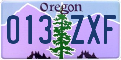 OR license plate 013ZXF