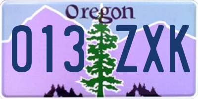 OR license plate 013ZXK